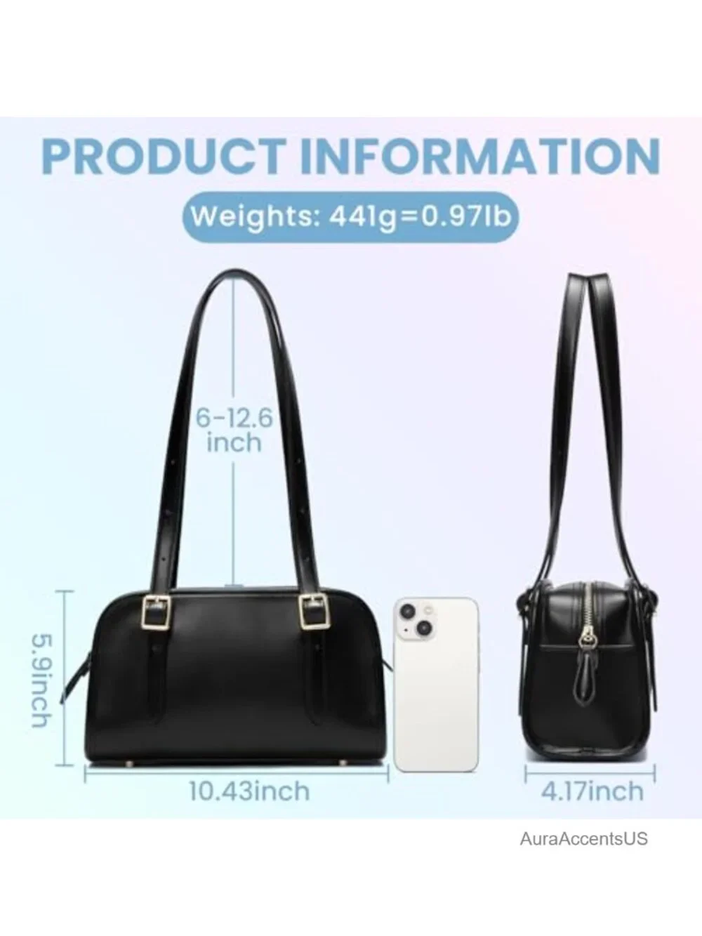 Leather Swing Zip Shoulder Bag Hobo Handbag with Adjustable Strap